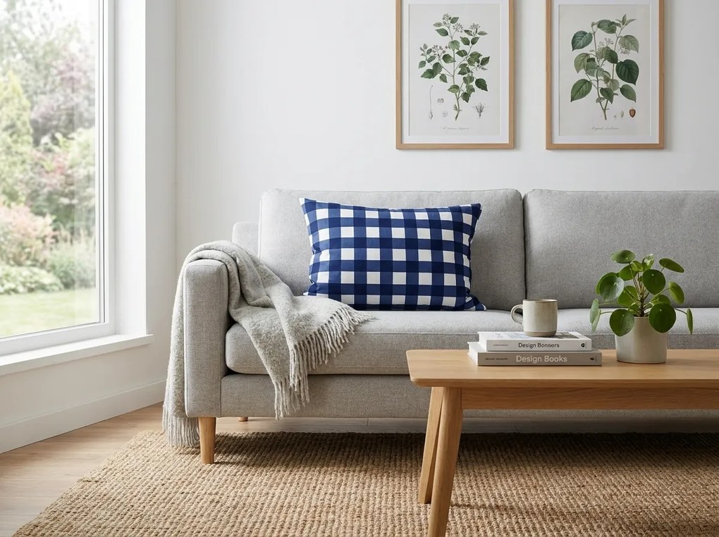 Obliečka na vankúš z mikrovlákna NAVY GINGHAM 50x70 cm, modro-biely