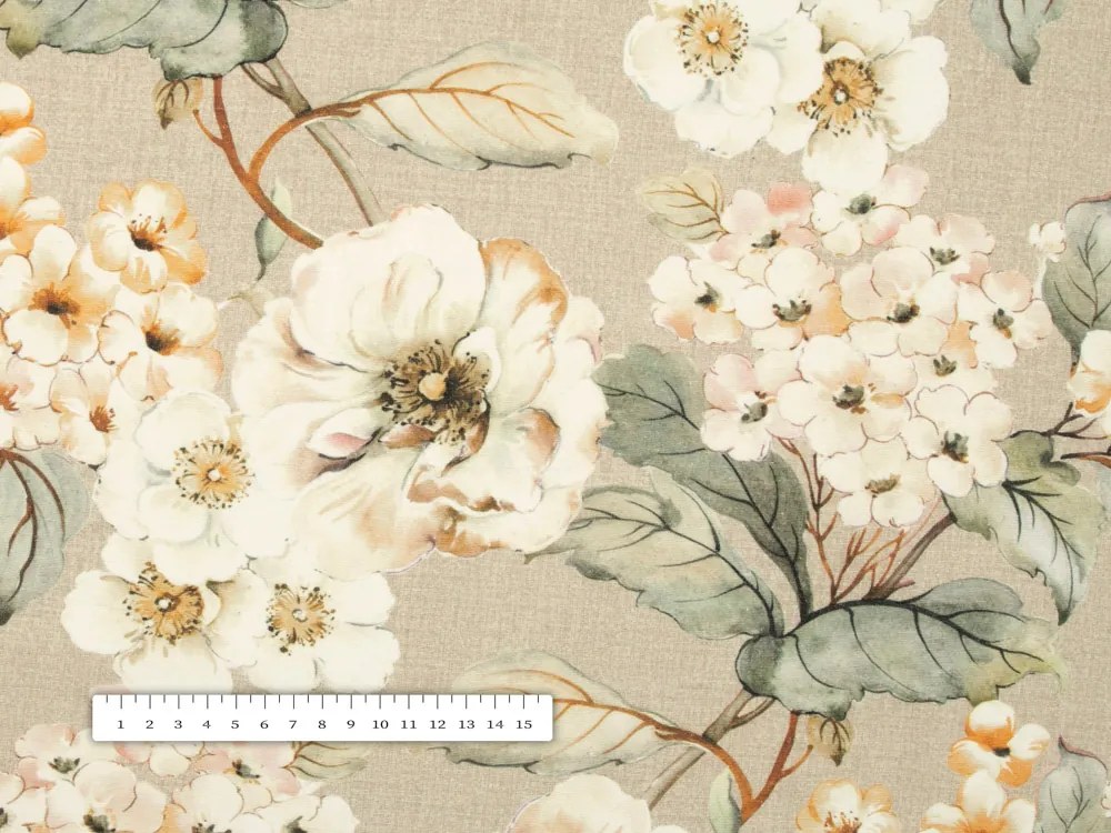 Biante Dekoračný oválny obrus PML-106 Maľované kvety na béžovom 120x140 cm