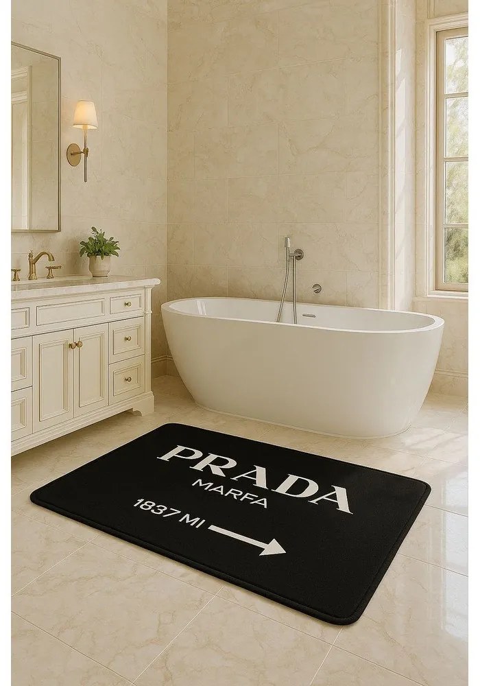 Čierna zamatová kúpeľňová predložka 60x100 cm Prada – Mila Home