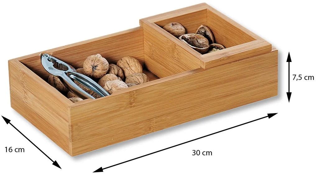 Drevený box na orechy s luskáčikom Nut, 30x16x7,5 cm