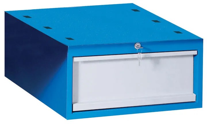 Závesná zásuvka na náradie k pracovným stolom GD, 1x zásuvka, 510 x 592 x 255 mm, modrá / sivá