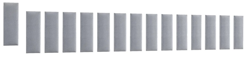 Set 15 čalúnených panelov Quadra 300x60 cm (svetlosivá). Akcia -19%. Vlastná spoľahlivá doprava až k Vám domov. 1052005