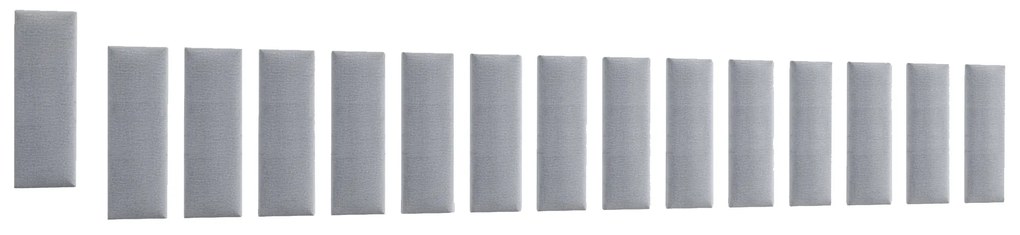 Set 15 čalúnených panelov Quadra 300x60 cm (svetlosivá). Akcia -23%. Vlastná spoľahlivá doprava až k Vám domov. 1052005