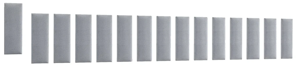 Set 15 čalúnených panelov Quadra 300x60 cm (svetlosivá). Akcia -23%. Vlastná spoľahlivá doprava až k Vám domov. 1052005