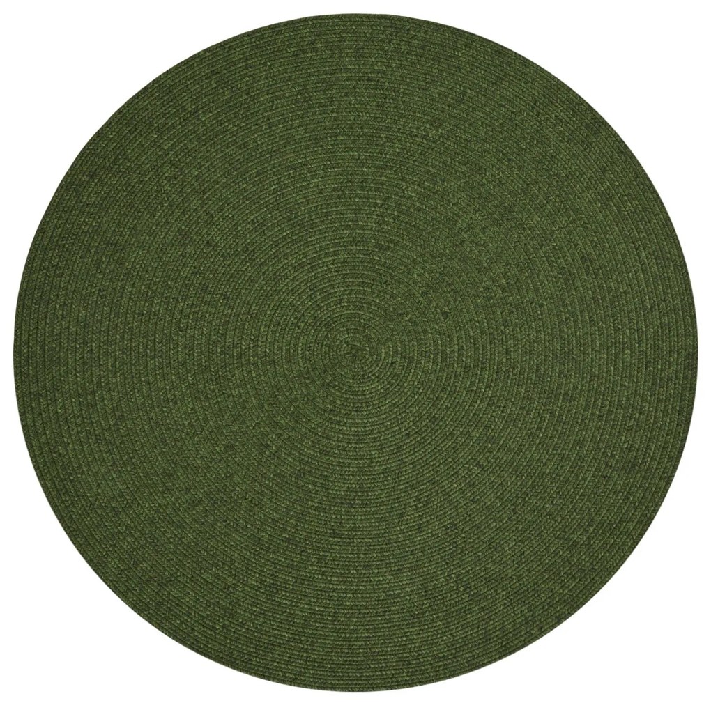Kusový koberec Braided 105554 Green kruh – na von aj na doma, 150x150 (priemer) kruh, zelená, chodba / predsieň, Hanse Home