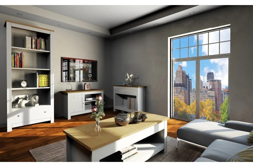 TV stolík v dekore duba v sivo-prírodnej farbe 95x58 cm Emerald – Støraa