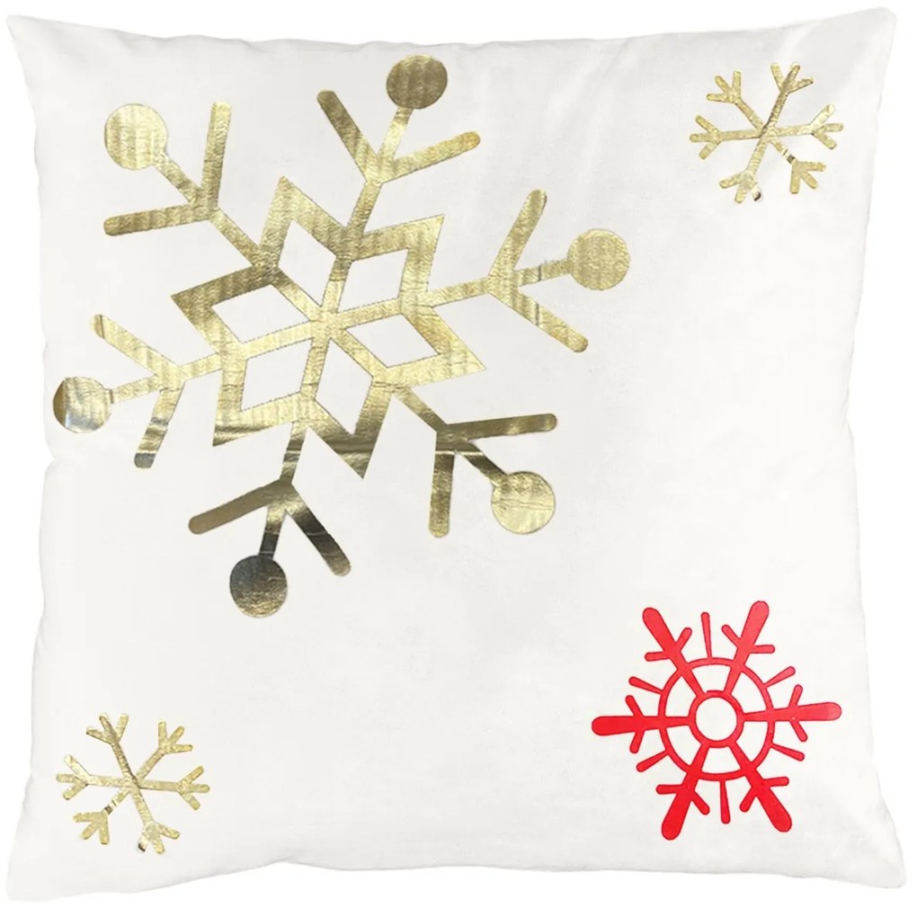 Vánoční povlak na polštář Snowflake 45x45 cm bílý/zlatý