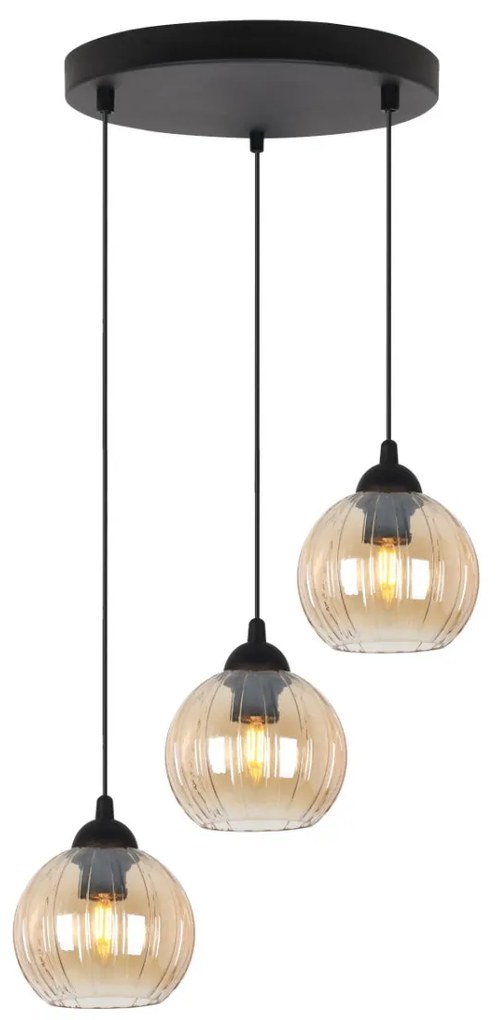 Závesné svietidlo Costa, 3x medové sklenené tienidlo, b, o