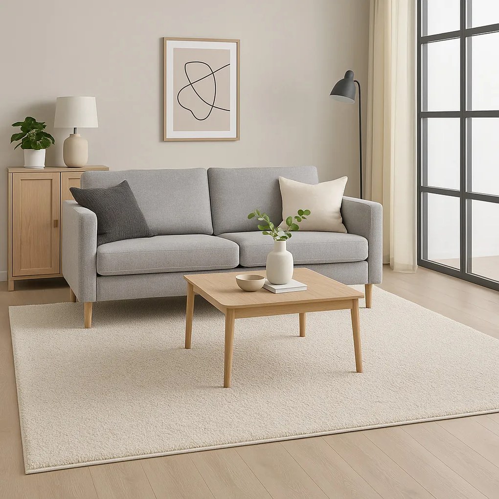 Kusový koberec Velur Ultra biely štvorec, 200x200, biela, obývacia izba, AladinWorld Expres