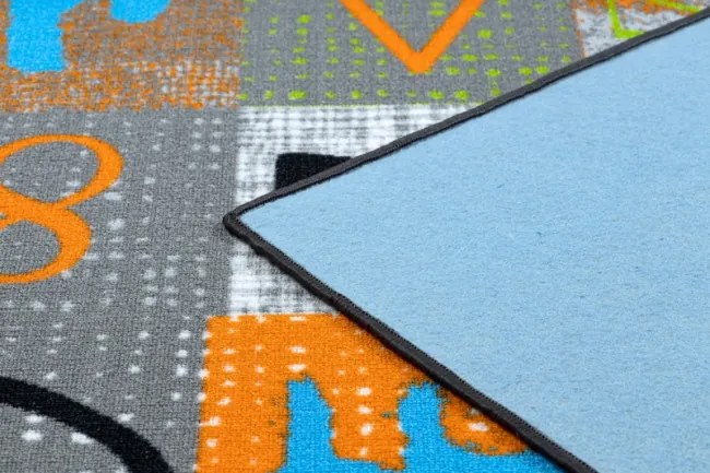 Koberec JUMPY Patchwork sivý/pomarančový/nebeský