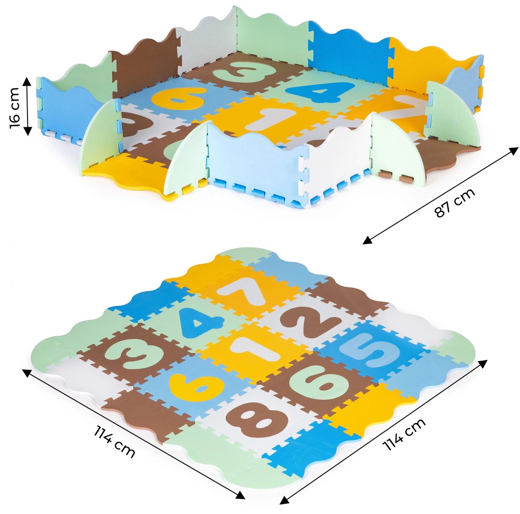 Detská penová podložka puzzle s ohrádkou - Číslice