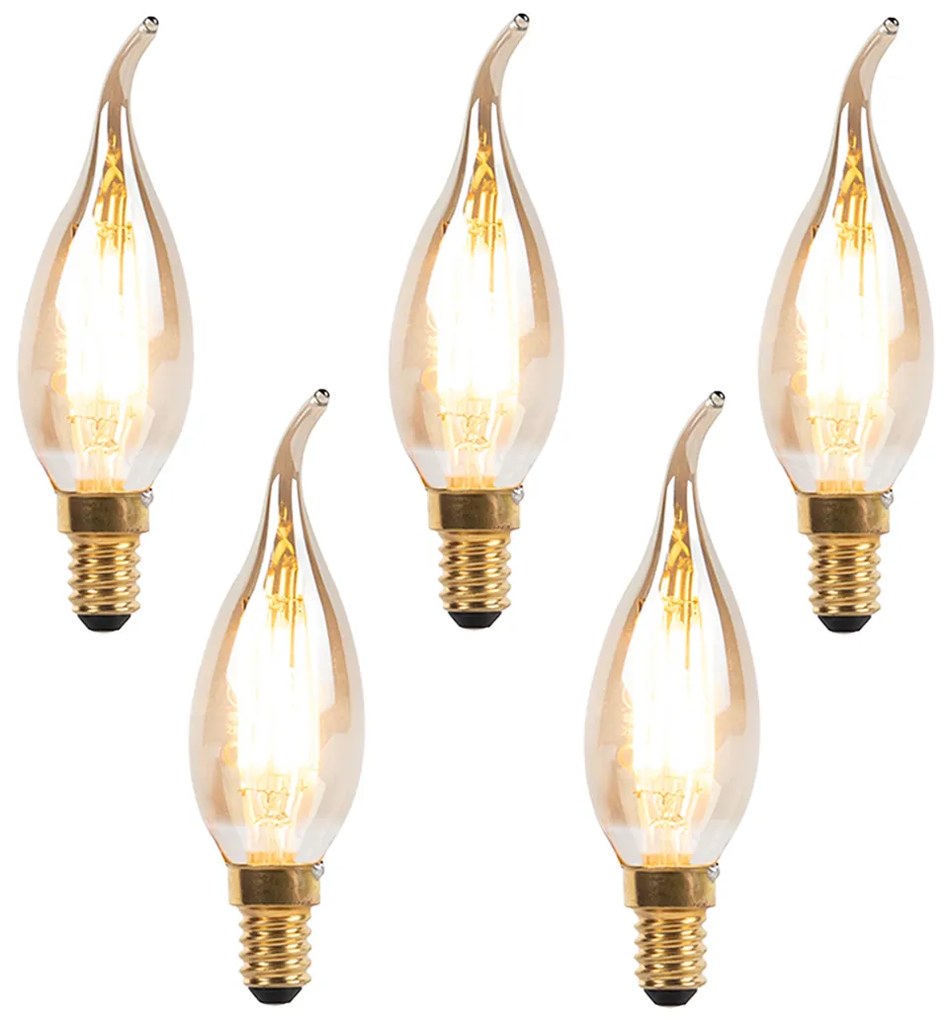 Sada 5 stmievateľných LED vláknových sviečkových žiaroviek E14 240V 3W 250lm
