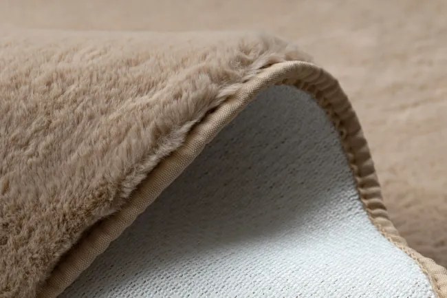 Protišmykový koberec POSH kruh Shaggy camel, béžový, plyš