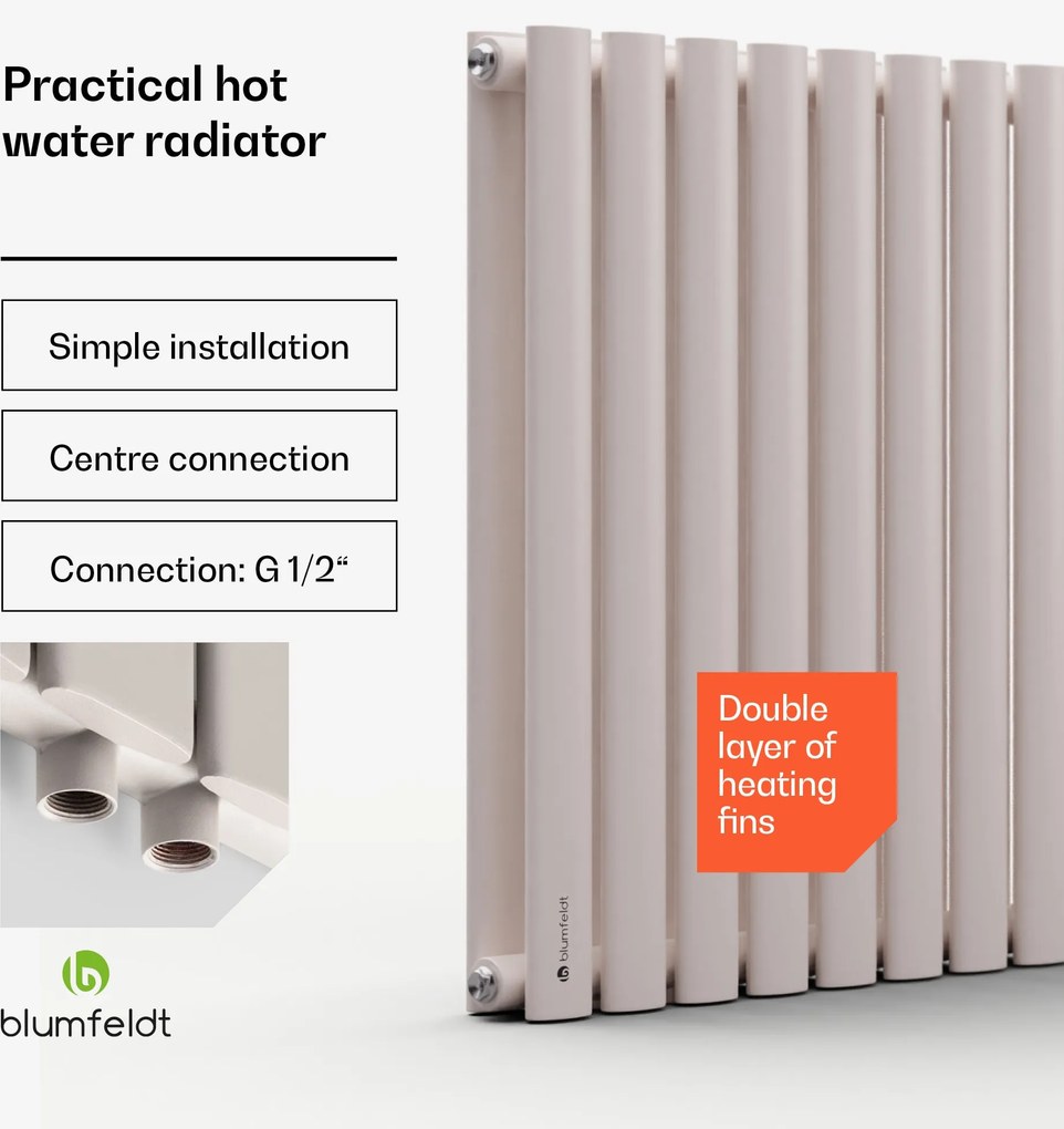 Blumfeldt Tallheo, 100 x 60, radiátor, rúrkový radiátor, 1445 W, teplá voda, 1/2