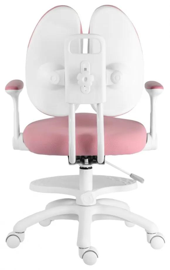 Detská rastúca stolička SPLIT — látka, biela / ružová