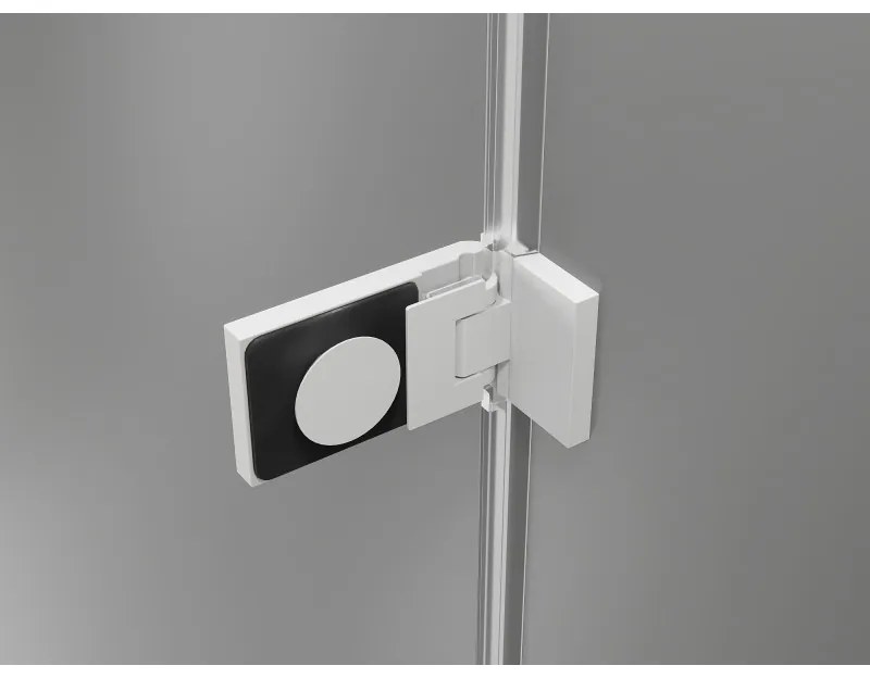 Mexen Lunar-B, pravostranný výklopný sprchový kút 90 x 70 cm, 8mm číre sklo, biely profil, 832-090-070-20-00-P