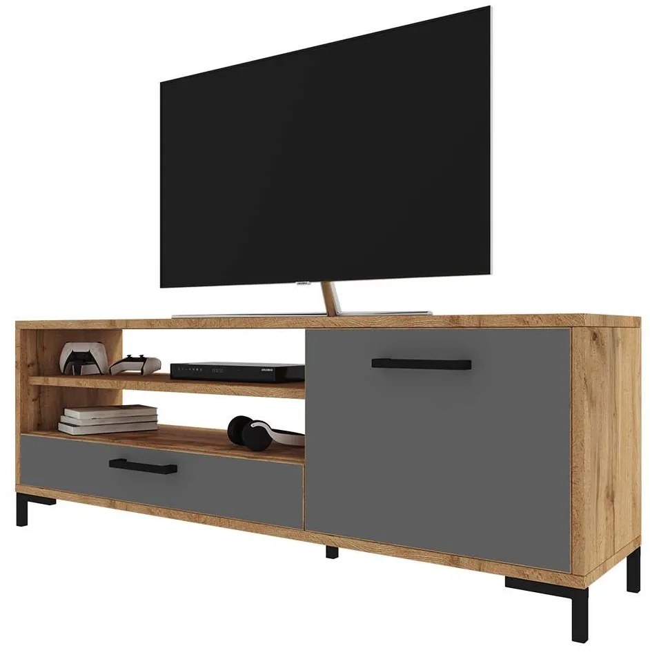 TV skrinka/stolík Cascade  (dub lancaster + sivá). Akcia -20%. Vlastná spoľahlivá doprava až k Vám domov. 1098747