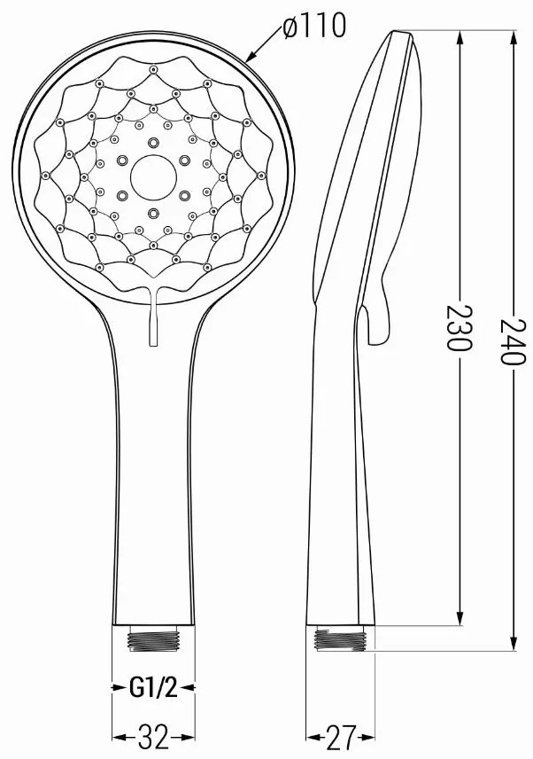 Mexen príslušenstvo - 1-bodový ručný sprchový set R-74, čierna, 785746052-70