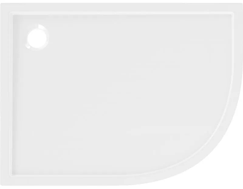 Mexen Flow, asymetrická štvrťkruhová sprchová vanička slim, ľavá 100 x 90 cm, biela lesklá, 46Q109010L