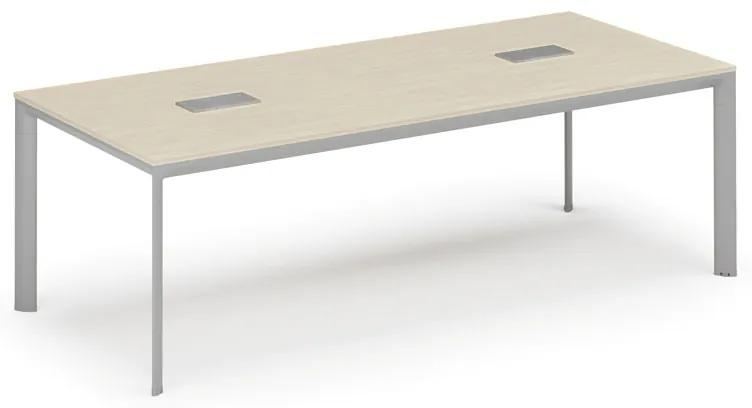 Stôl INVITATION 2400 x 1200 x 740, biela + 2x stolná zásuvka TYP II, strieborná
