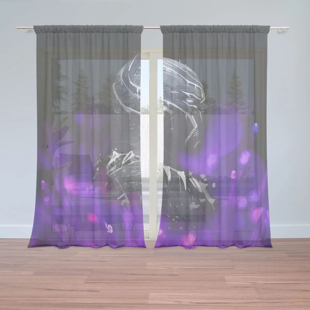 Sablio Záclony BLACK PANTHER Fialová luminiscencia: 2ks 150x250cm