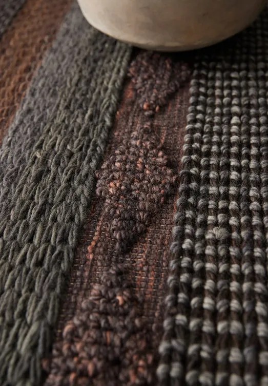 Ručne viazaný kusový koberec Black Melange DE 2006 Multi Colour, 80x150, hnedá, obývacia izba, Diamond Carpets India