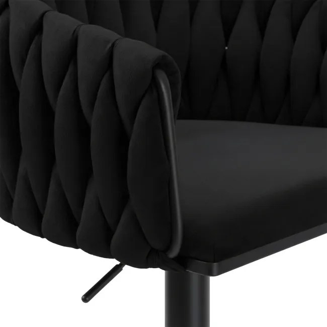 Barová stolička COFTON zamatová, čierna