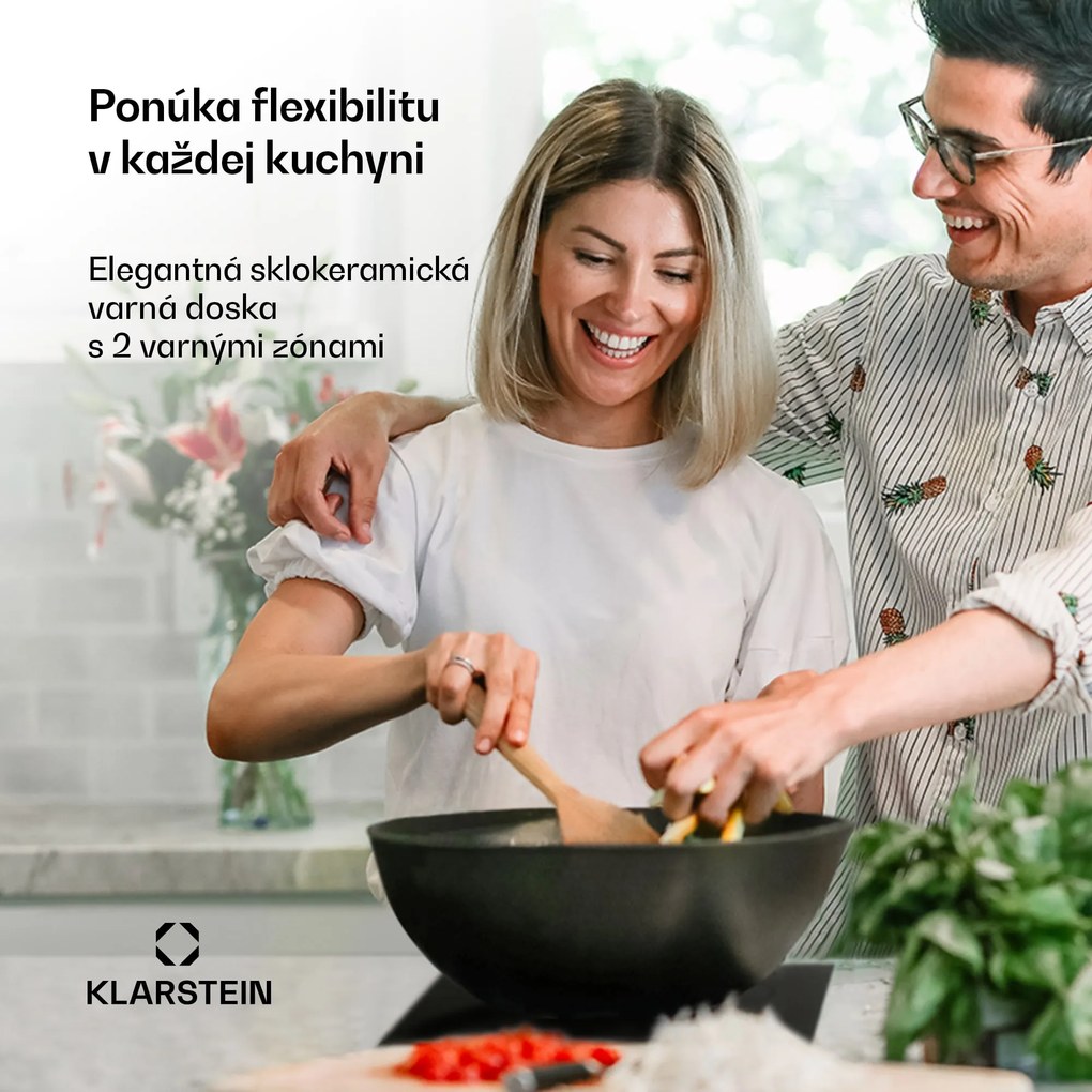 Klarstein EasyCook Domino, sklokeramická varná doska, 3000 W, otočný regulátor, čierna