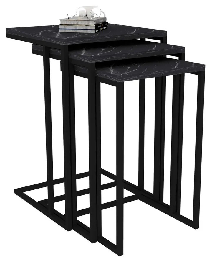 Skladací stôl Black Mermer, 3 ks