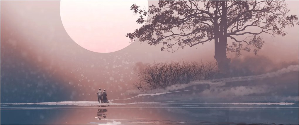 Obraz - Zamilovaný pár (120x50 cm)
