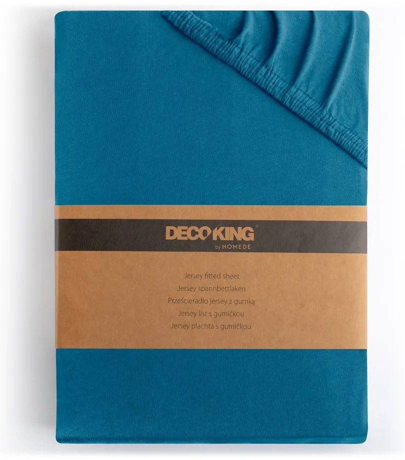 Napínacia plachta jersey v petrolejovej farbe 180x200 cm Amber – Restilo