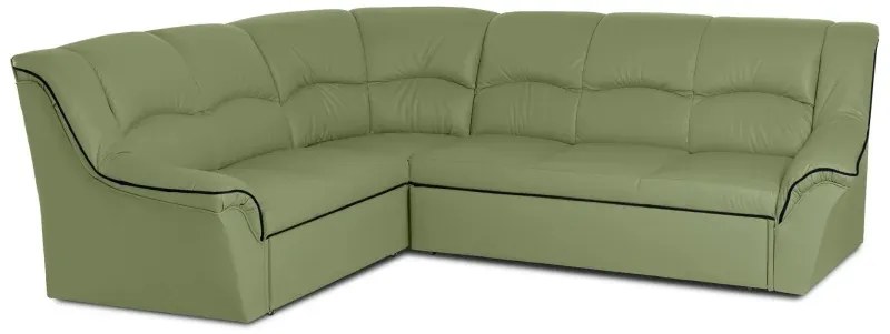 Kožená rohová sedacia súprava DUBAJ LUX XL II, Ľavá, pistáciová (K-57)_čierna (K-70)