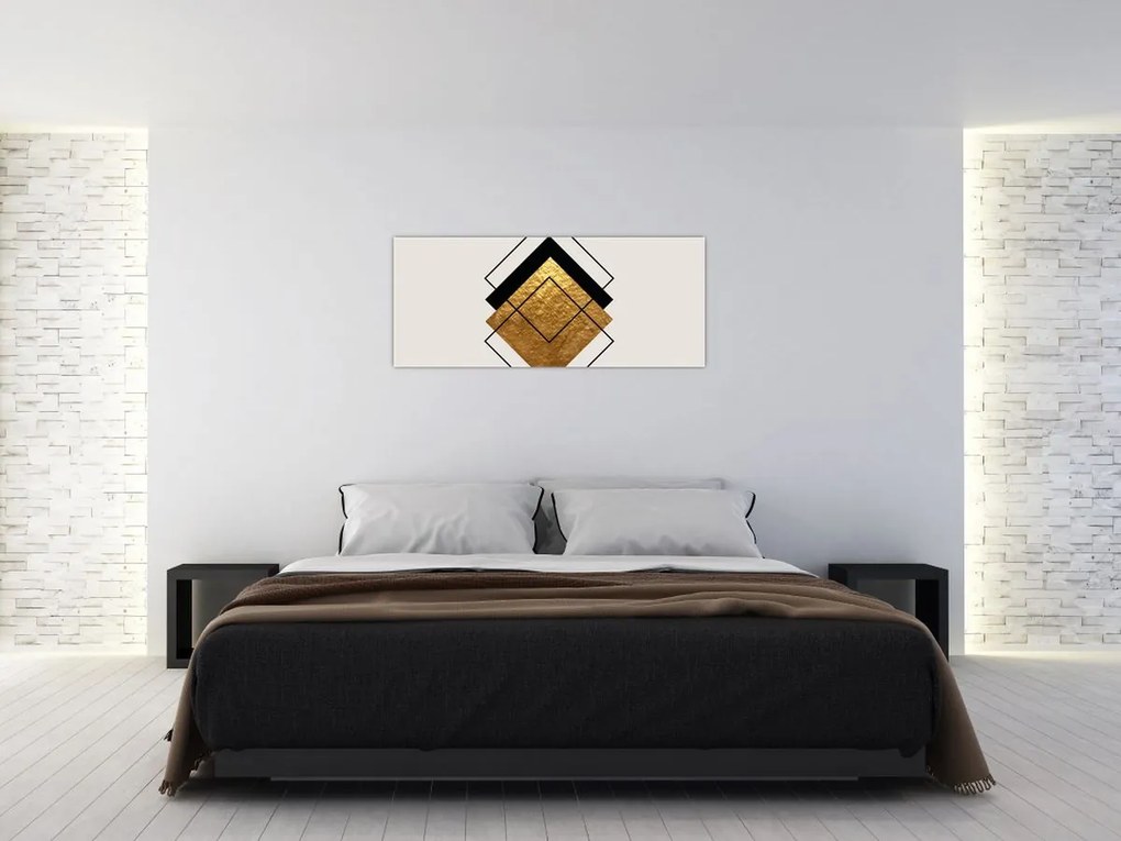 Obraz - Abstrakcia zlatá a biela N⁰1 (120x50 cm)