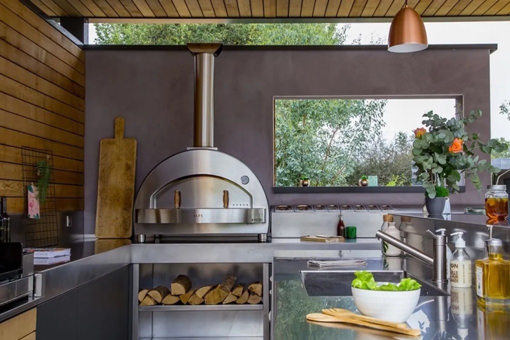Pizza pec 4 PIZZE na drevo - copper