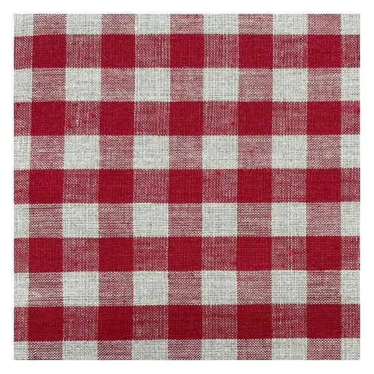 Červený ľanový okrúhly koberec pod stromček ø 125 cm Red Gingham – Linen Tales