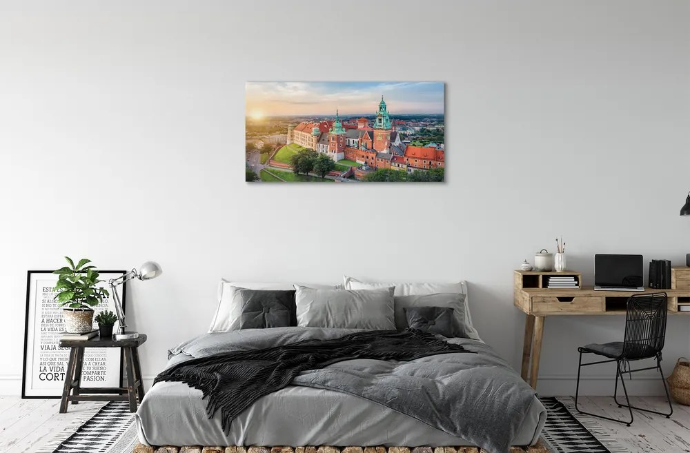 Obraz na plátne Krakow castle panorama svitania 125x50 cm