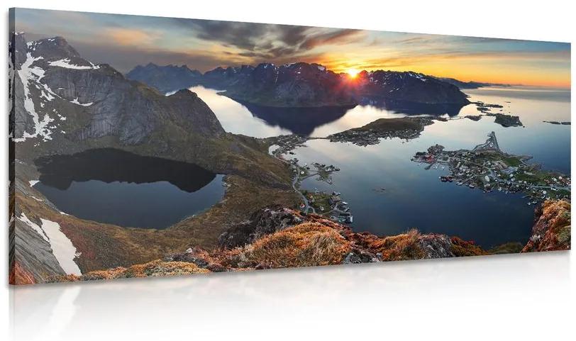 Obraz očarujúca horská panoráma so západom slnka Varianta: 100x50