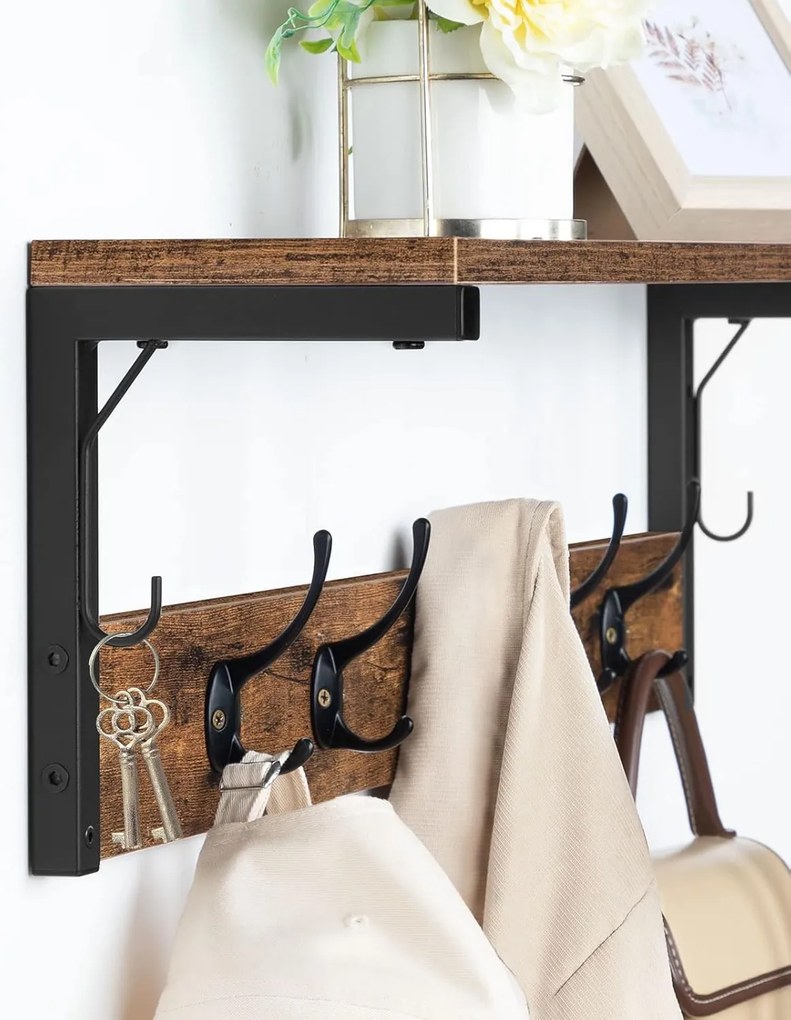 Nástenný predsieňový vešiak Vasagle Selvia čierny/hnedý