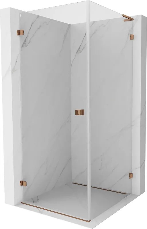 Mexen Lunar-B L, 1-krídlový sprchový kút, ľavý, 80 x 80 cm, 8mm číre sklo, ružové zlato profil, 832L-080-080-60-00-L