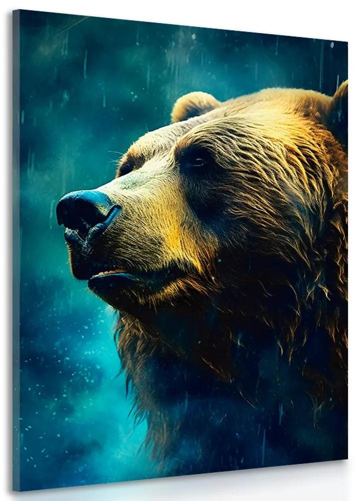Obraz modro-zlatý medveď Varianta: 80x120