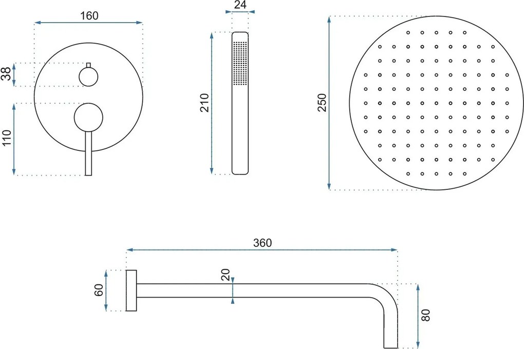 Rea Lungo Grip, podomietková sprchová súprava + BOX montážny systém, grafitová, REA-P8958