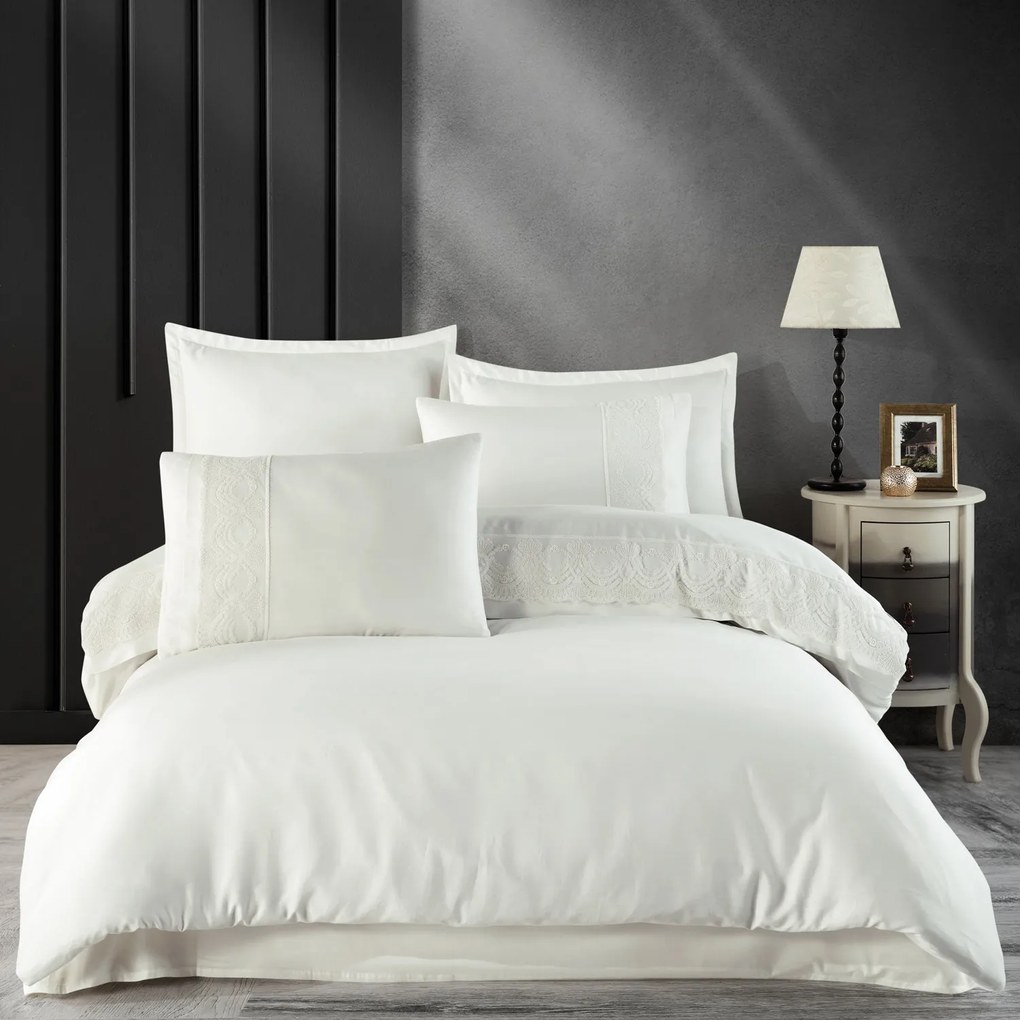 SATÉNOVÉ OBLIEČKY VALINOR 160X200 CM, 2 KS 70X80 CM KRÉMOVÉ