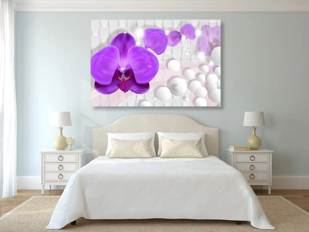 Obraz orchidea na abstraktnom bielom pozadí