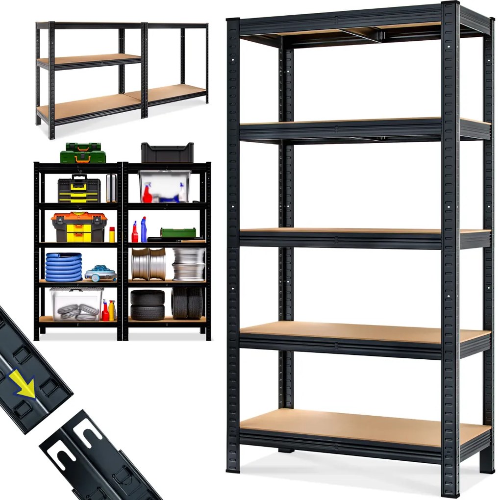 Monzana Regál s vysokou nosnosťou HEAVY, max. 875kg, 90x40x180cm, čierna