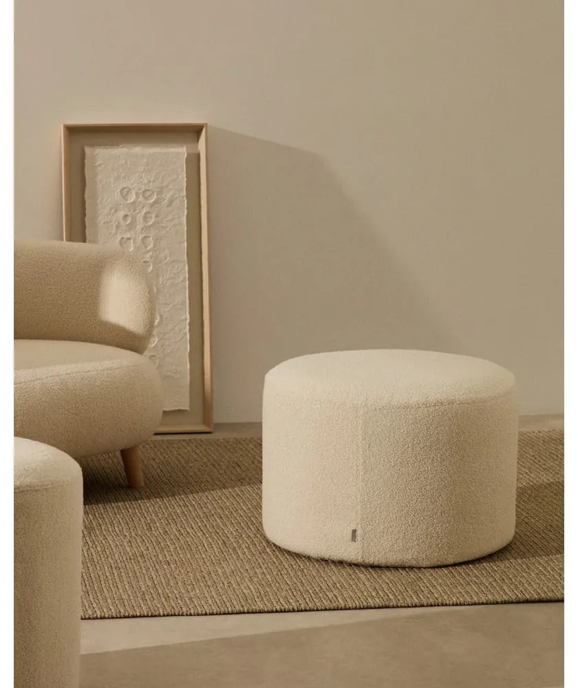Krémový taburet z textílie buklé Kaeli – Kave Home