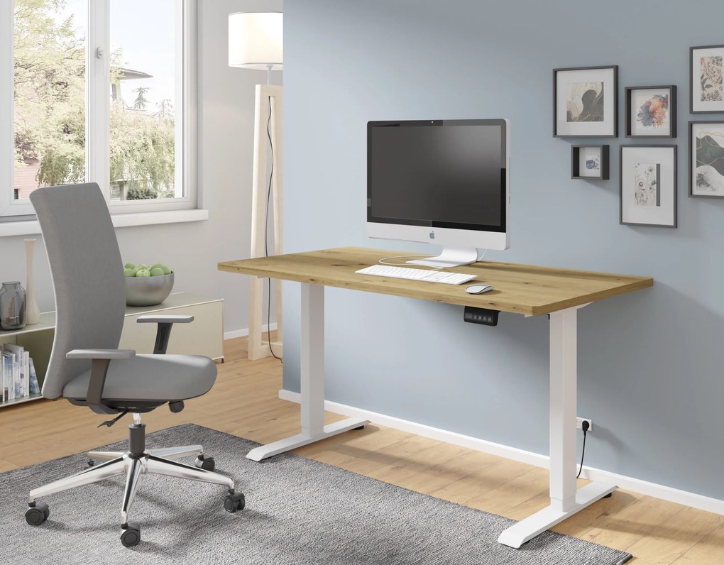 Elektrický PC stolík Motiva 120 (biela + dub artisan). Akcia -21%. Vlastná spoľahlivá doprava až k Vám domov. 1124890