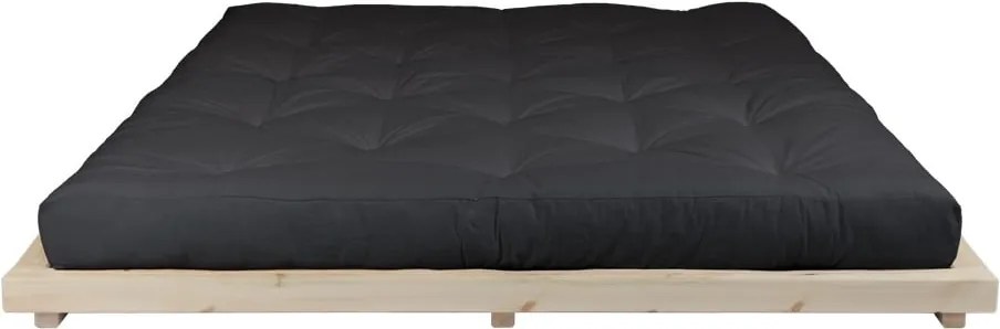 Dvojlôžková posteľ z borovicového dreva s matracom Karup Design Dock Double Latex Natural/Black, 180 × 200 cm