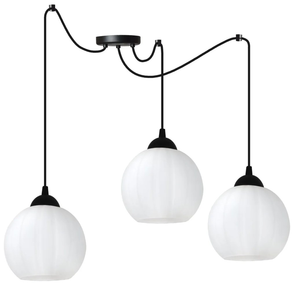 Závesné svietidlo Costa Spider, 3x biele sklenené tienidlo, b