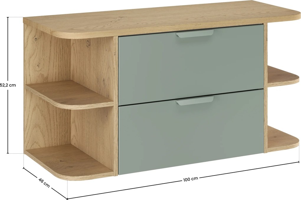 Comad Kúpeľňová skrinka pod doskové umývadlo set Aster Green 100 zelená/dub cremona