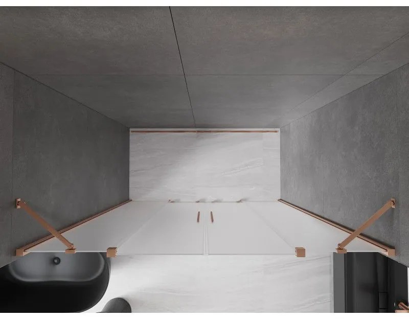 Mexen Velar Duo, posuvné sprchové dvere do otvoru 170 cm, 8mm sklo námraza, medená matná, 871-170-000-32-65